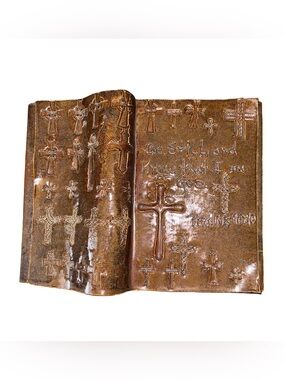 Kay Ethridge 2004 Signed Ceramic Pottery Bible Book Psalm 46:10 Cross Religious